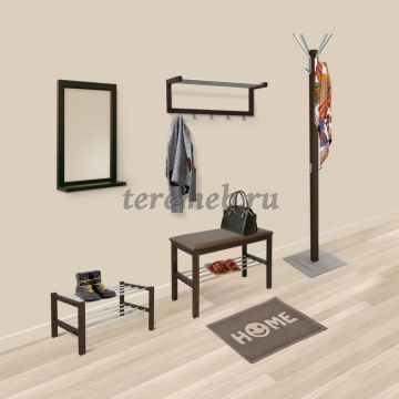 Вешалка для одежды SHT-CR11 Альберо (венге/металлик), Артикул ВДО-3603, Размеры (ДхГхВ): 400 х 400 х 1830 мм