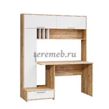 Стол письменный Лайт 03.243 Н (дуб крафт золотой/белый премиум), цена 14400 руб. - фото товара, ракурс 2