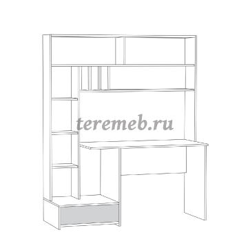 Стол письменный Лайт 03.243 Н (дуб крафт золотой/белый премиум), Артикул СП-3626, Размеры (ДхГхВ): 1502 х 573 х 1799 мм