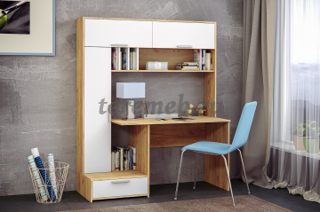 Стол письменный Лайт 03.243 Н (дуб крафт золотой/белый премиум) - фото товара, ракурс 1