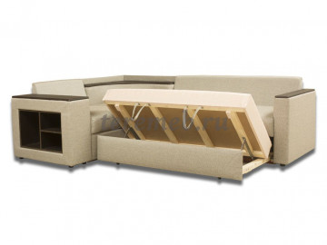 Мягкий угол 3НД с полкой, Материалы: Дерево; Фанера, ЛДСП; МДФ;, ППУ; Синтепон; Ткань; Кожзам, Цвета стеллажа и накладок: Ясень шимо светлый, Дуб сонома, Венге, Цвета обивки: По каталогу