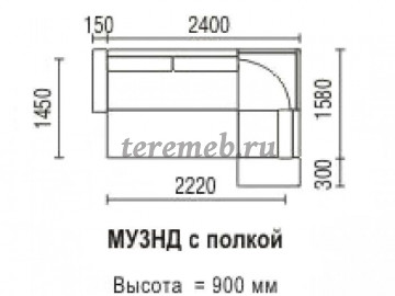 Мягкий угол 3НД с полкой - фото товара, ракурс 4