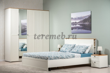 Шкаф 4-х дверный Мальта 4-4811, Материалы: ЛДСП; МДФ; ПВХ; ДВП; Зеркало; Металл; Пластик, Цвет: Дуб крафт золотой/Белый шагрень