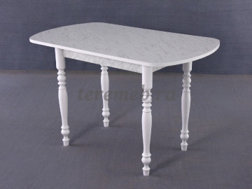 Стол обеденный на деревянной опоре 1000х600 (белый/мрамор светлый) - фото товара, ракурс 1