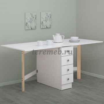 Стол-книжка с ящиками Элегия (белый жемчуг) - фото товара, ракурс 1