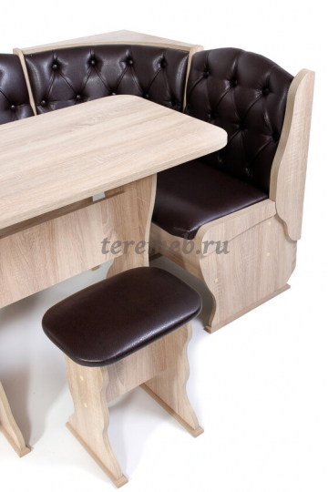 Кухонный уголок ОРХИДЕЯ-ЛЮКС - BIT000032, Артикул BIT000032, Размеры (ДхГхВ): диван:, (1500х1100) х 530 х 840 мм, стол:, 1000 х 580 х 750 мм, табурет:, 380 х 300 х 450 мм