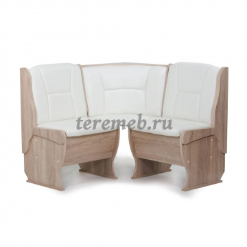 Кухонный уголок НАРЦИСС - BIT000068, Материалы: ЛДСП; ПВХ; Дерево; ДВП; ППУ; Экокожа, Цвет корпуса: Дуб сонома, Цвет обивки: экокожа Борнео милк