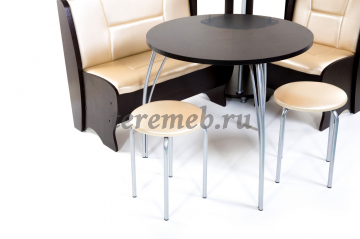 Кухонный уголок ЛОТОС - BIT000179, Материалы: ЛДСП; ПВХ; Дерево; ДВП; Металл; ППУ; Экокожа, Цвет корпуса: Венге, Цвет обивки: экокожа Бежевый №101