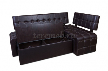 Кухонный угловой диван со спальным местом ПРАГА (борнео умбер), Материалы: ЛДСП; ПВХ; Дерево; ДВП; ППУ; Экокожа, Цвет: экокожа Борнео умбер