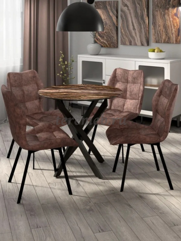 Стул РИМ (коньяк), Материалы: Металл; Фанера; ППУ; Ткань, Цвет каркаса: Чёрный, Цвет обивки: велюр Коньяк