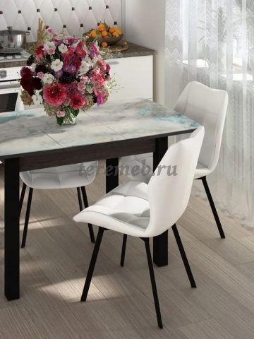 Стул РИМ (борнео милк), Материалы: Металл; Фанера; ППУ; Экокожа, Цвет каркаса: Чёрный, Цвет обивки: экокожа Борнео милк