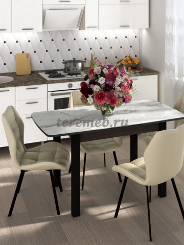 Стул РИМ (борнео крем), Материалы: Металл; Фанера; ППУ; Экокожа, Цвет каркаса: Чёрный, Цвет обивки: экокожа Борнео крем