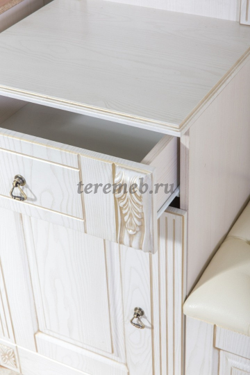 Прихожая ВЕРОНИКА к-6, Материалы: ЛДСП; МДФ; ПВХ; ДВП; Зеркало; Металл; ППУ; Экокожа, Цвет: Бодега светлый/Ясень шимо светлый/экокожа Борнео крем