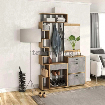 Тумба для обуви МИНИ-ЛАЙТ МЛ-7 (дуб крафт золотой/ателье светлое), Материалы: ЛДСП; ПВХ; ДВП; Пластик, Цвет: Дуб крафт золотой/Ателье светлое