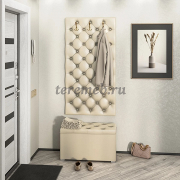 Мягкая панель-вешалка МИШЕЛЬ 750 (борнео крем), Артикул BIT000328, Размеры (ДхГхВ): 750 х 40 х 1460 мм