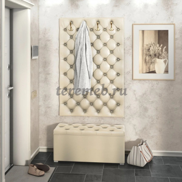 Мягкая панель-вешалка МИШЕЛЬ 950 (борнео крем), Артикул BIT000333, Размеры (ДхГхВ): 950 х 40 х 1460 мм