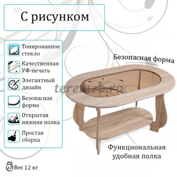 Стол журнальный СЖ-21 с рисунком Р4 (дуб сонома), цена 5650 руб. - фото товара, ракурс 2