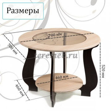 Стол журнальный СЖ-24 с рисунком Р4 (венге/дуб молочный), Артикул BIT000410, Размеры (ДхГхВ): 700 х 700 х 520 мм