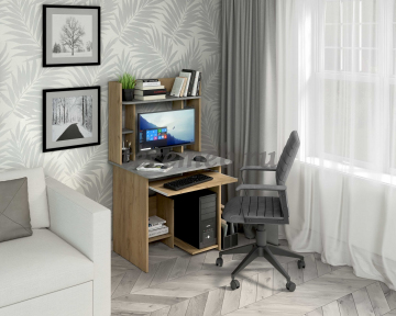 Стол компьютерный СК-5 Бител (дуб крафт золотой/ателье светлый), цена 4800 руб. - фото товара, ракурс 2