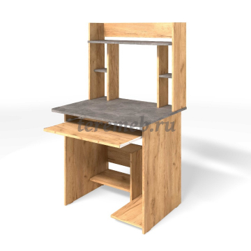 Стол компьютерный СК-5 Бител (дуб крафт золотой/ателье светлый), Материалы: ЛДСП; ПВХ; Металл, Цвет: Дуб крафт золотой/Ателье светлый