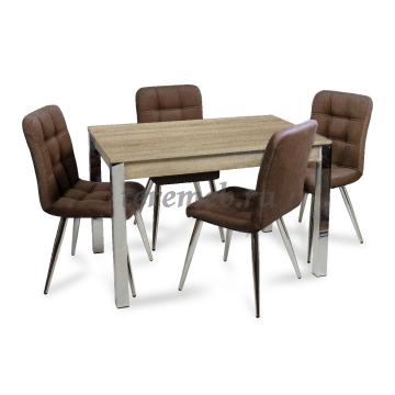 Стол обеденный МИЛАН-1 (хром/дуб сонома), цена 10350 руб. - фото товара, ракурс 2