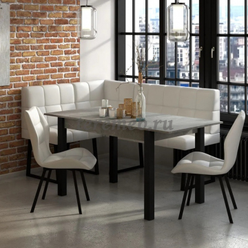 Стол обеденный раздвижной МИЛАН-3 (чёрный/ателье светлое), Артикул BIT000462, Размеры (ДхГхВ): в собранном виде:, 1154 х 752 х 756 мм, в разобранном виде:, 1554 х 752 х 756 мм