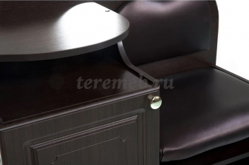 Банкетка №1 (венге/тёмно-коричневый №221), Материалы: ЛДСП; МДФ; ПВХ; ДВП; ППУ; Экокожа, Цвет корпуса: Венге, Цвет обивки: экокожа Тёмно-коричневый №221