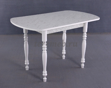 Стол обеденный на деревянной опоре 1200х700 (белый/мрамор светлый) - фото товара, ракурс 1