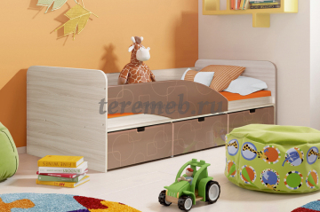 Кровать Бриз-3 МДФ (квадрат, ясень шимо светлый/шоколад) - фото товара, ракурс 1