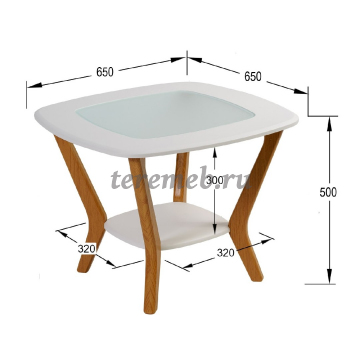 Стол журнальный Мельбурн (дуб светлый/белый), Артикул К-4616, Размеры (ДхГхВ): 650 х 650 х 500 мм