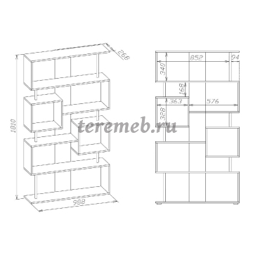 Стеллаж СТ-2 Сокол (венге/дуб беленый), цена 7000 руб. - фото товара, ракурс 2