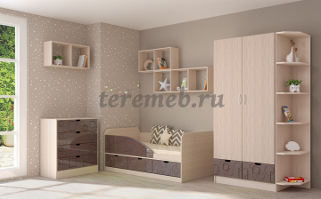 Кровать Бриз-4 МДФ (квадрат, ясень шимо светлый/шоколад), Артикул ДК-4678, Размеры (ДхГхВ): 1642 х 862 х 700 мм, спальное место:, 800 х 1600 мм