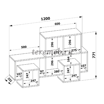 Полка навесная ПК-10 (белый), Артикул П-4691, Размеры (ДхГхВ): 1200 х 252 х 771 мм