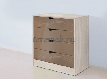 Комод Бриз МДФ (волна, ясень шимо светлый/шоколад) - фото товара, ракурс 1