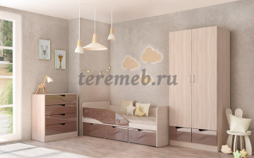 Комод Бриз МДФ (волна, ясень шимо светлый/шоколад), цена 7400 руб. - фото товара, ракурс 2