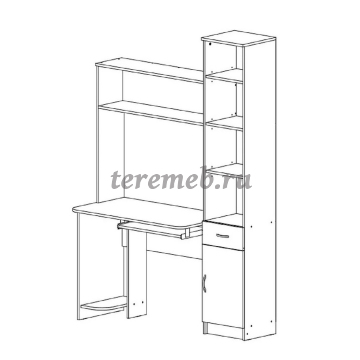 Стол компьютерный Интел-2 (ясень шимо тёмный/ясень шимо светлый), Артикул СК-4726, Размеры (ДхГхВ): 1500 х 600 х 2000 мм