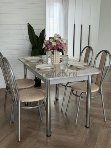 Обеденная группа: Стол раздвижной Универсальный + Стулья Венский (металлик) - фото товара, ракурс 1