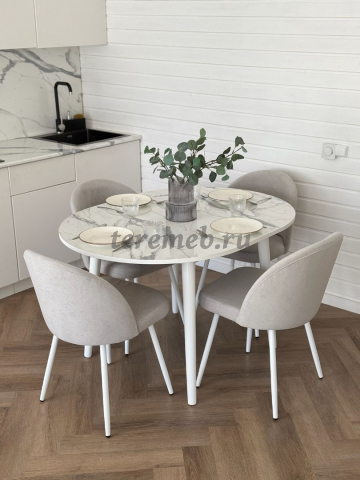 Обеденная группа: Стол раздвижной Универсальный (белый) + Стулья Элион (белый), цена 19000 руб. - фото товара, ракурс 2