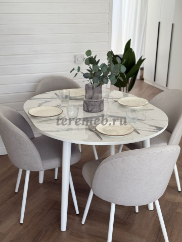 Обеденная группа: Стол раздвижной Универсальный (белый) + Стулья Элион (белый), Производитель: Долорес, Страна: Россия