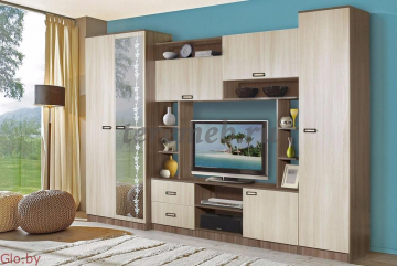 Стенка Аллегро вариант 6 ЛДСП (ясень шимо темный/ясень шимо светлый) - фото товара, ракурс 1