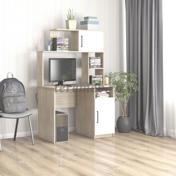 Стол компьютерный Интел-12 (дуб сонома/белый снег) - фото товара, ракурс 1