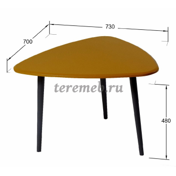 Стол журнальный Квинс (черный сатин/карри), цена 5400 руб. - фото товара, ракурс 2