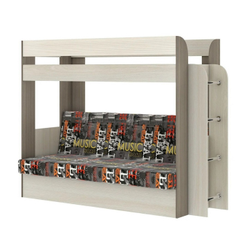 Кровать-диван Карамель 75 (ясень шимо тёмный/ясень шимо светлый/ткань музыка) - фото товара, ракурс 1