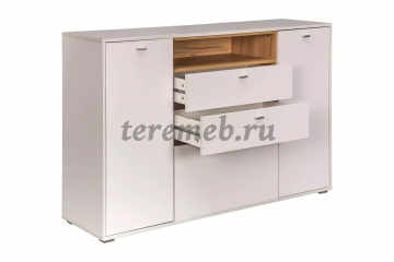 Комод Бэль 10.95, Материалы: ЛДСП; ПВХ; ДВП; Металл; Пластик, Цвет: Дуб крафт золотой/Белый премиум