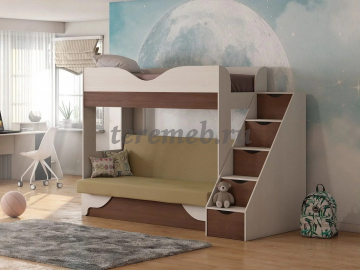 Двухъярусная диван-кровать Латте 77-01 (бодега светлый/орех/бежевый) - фото товара, ракурс 1