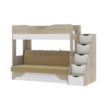 Двухъярусная диван-кровать Латте 77-01 (дуб сонома/аляска/бежевый) - фото товара, ракурс 1