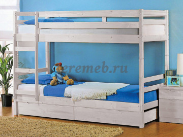 Кровать двухъярусная массив Пирус с ящиками - фото товара, ракурс 1