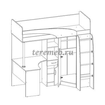 Кровать-чердак Карамель 77-01 (анкор светлый/бодега тёмный), цена 26700 руб. - фото товара, ракурс 2