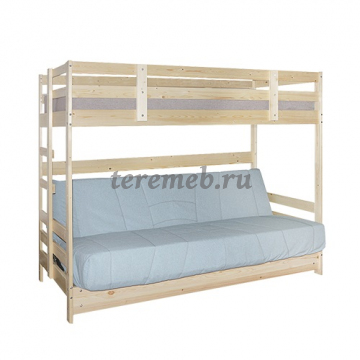 Кровать двухъярусная с диваном Массив для покраски, Артикул 3763623, Размеры (ДхГхВ): 1970 х 960 х 1700 мм, спальное место:, I ярус — 1200 х 1900 мм, II ярус — 800 х 1900 мм