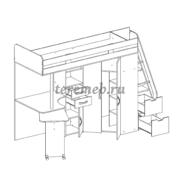 Кровать-чердак Карамель 77-03 (анкор светлый/зелёный), цена 32400 руб. - фото товара, ракурс 2